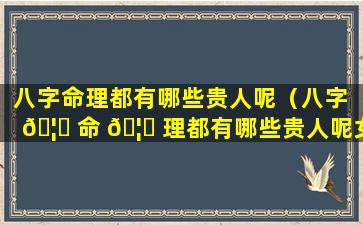 八字命理都有哪些贵人呢（八字 🦍 命 🦈 理都有哪些贵人呢女生）